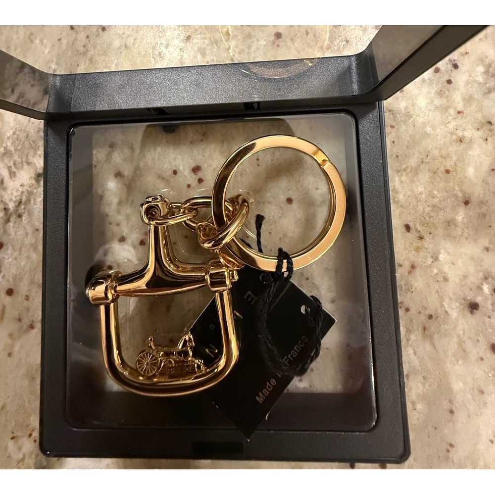 NWT Deadstock Calecahe Celine Gold Keyring with Logo